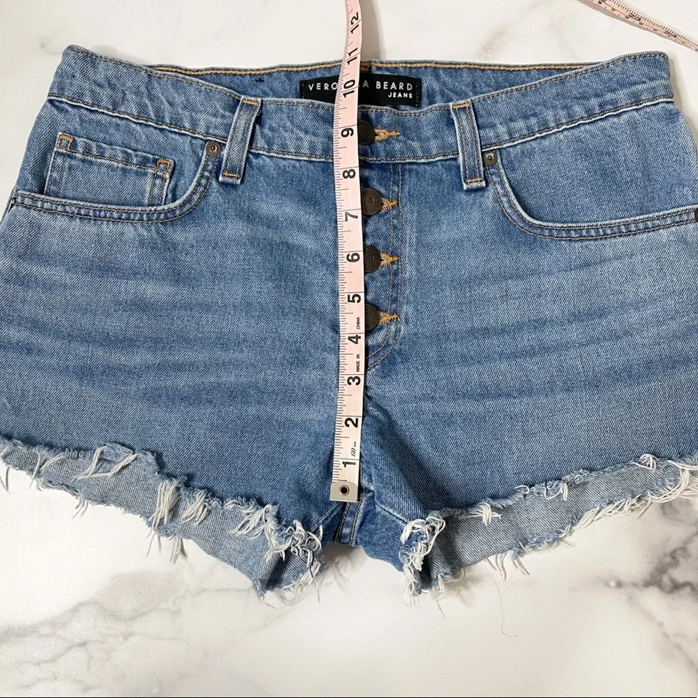 Veronica Beard Debbie Shorts 9” Denim Button Fly - Picture 8 of 12